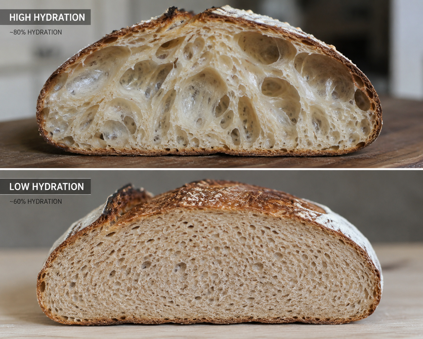 Hydration in sourdough